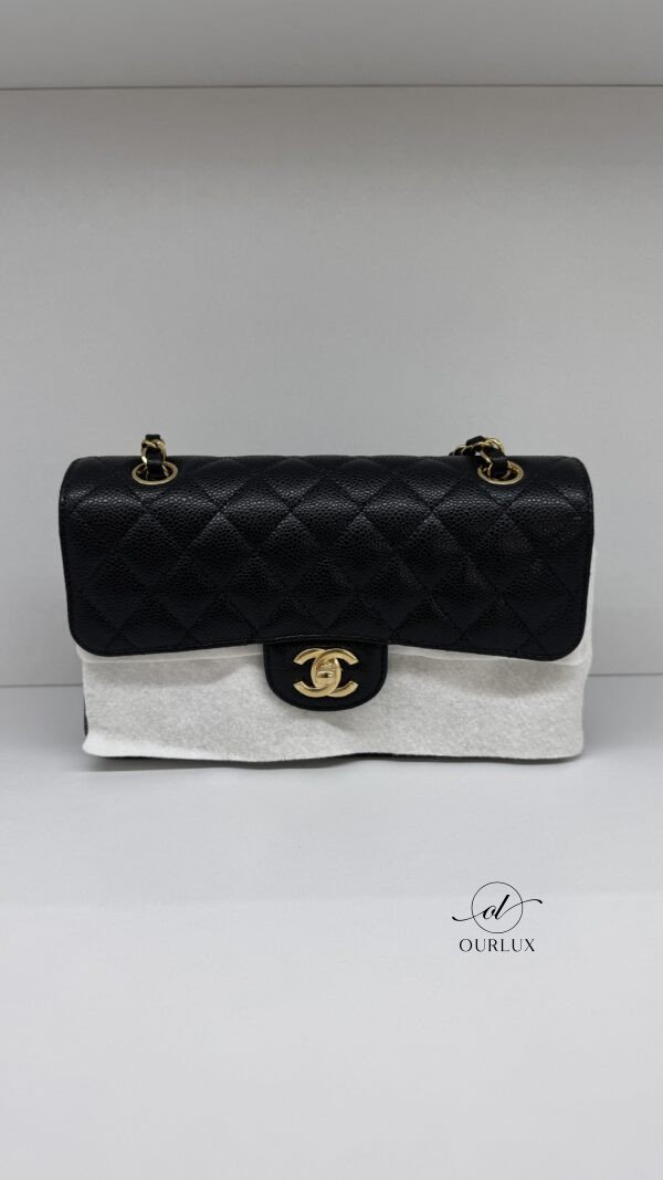 Pre-Owned/ Preloved/ Second Hand Chanel Cavair Small Classic Flap, Bag in Black, Gold Hardware Color, Small Size, Front View