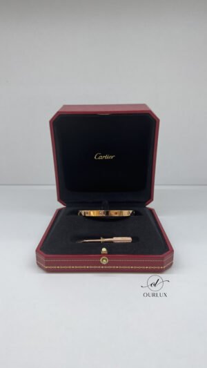 Pre-Owned/ Preloved/ Second Hand Cartier 10 Gemstone Love Bracelet, Bracelet in Rose Gold Color, 17 Size, Front View