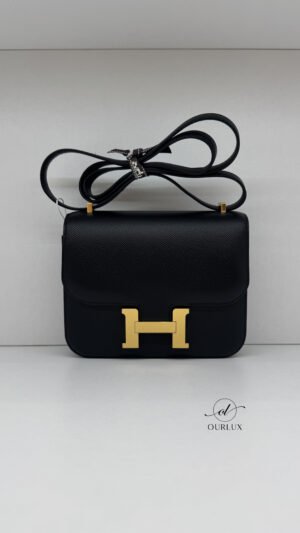 Pre-Owned/ Preloved/ Second Hand Hermes Constance 18 Epsom, Bag in Black, Gold Hardware Color, Mini Size, Front View