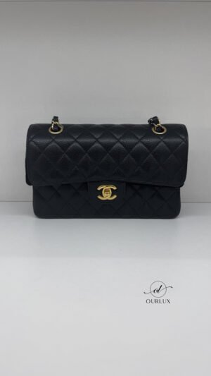 Pre-Owned/ Preloved/ Second Hand Chanel Caviar Small Classic Flap, Bag in Black, Gold Hardware Color, Small Size, Front View