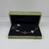 Pre-Owned/ Preloved/ Second Hand Van Cleef & Arpels (VCA) Guilloche Carnelian Alternate Bracelet, Bracelet in Yellow Gold, Red Color, 19cm Size, Front View