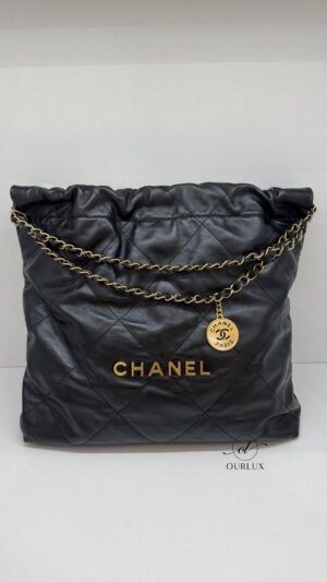 Pre-Owned/ Preloved/ Second Hand Chanel Chanel 22 Medium, Bag in Black, Gold Hardware Color, Medium Size, Front View