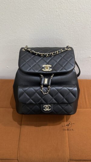Pre-Owned/ Preloved/ Second Hand Chanel Duma Backpack Medium, Bag in Black, Gold Hardware Color, Medium Size, Front View