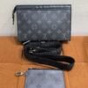 Pre-Owned/ Preloved/ Second Hand Louis Vuitton (LV) Gaston wearable clutch crossbody bag monogram canvas, Bag in Black Color,  Size, Front View