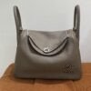 Pre-Owned/ Preloved/ Second Hand Hermes Lindy 30 Clemence, Bag in Etoupe, Silver Hardware Color, 30cm Size, Front View