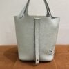 Pre-Owned/ Preloved/ Second Hand Hermes Picotin 18 Clemence, Bag in Gris Neve, Gold Hardware Color, 18 Size, Front View