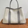 Pre-Owned/ Preloved/ Second Hand Hermes Garden Party 36 Canvas, Bag in Gris Misty, Ecru Color, 36 Size, Front View