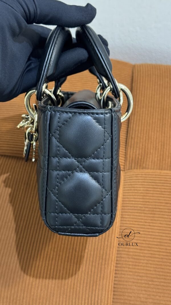 Pre-Owned/ Preloved/ Second Hand Dior Lady Dior D-Joy Micro, Bag in Black, Gold Hardware Color, Micro Size, Front View