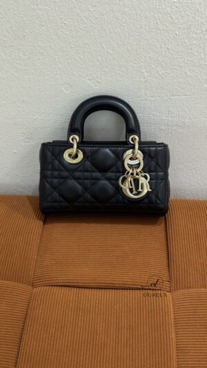 Pre-Owned/ Preloved/ Second Hand Dior Lady Dior D-Joy Micro, Bag in Black, Gold Hardware Color, Micro Size, Front View