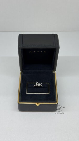 Pre-Owned/ Preloved/ Second Hand Graff Graff Mini Butterfly Silhouette Diamond Ring, Ring in White Gold Color, 52 Size, Front View