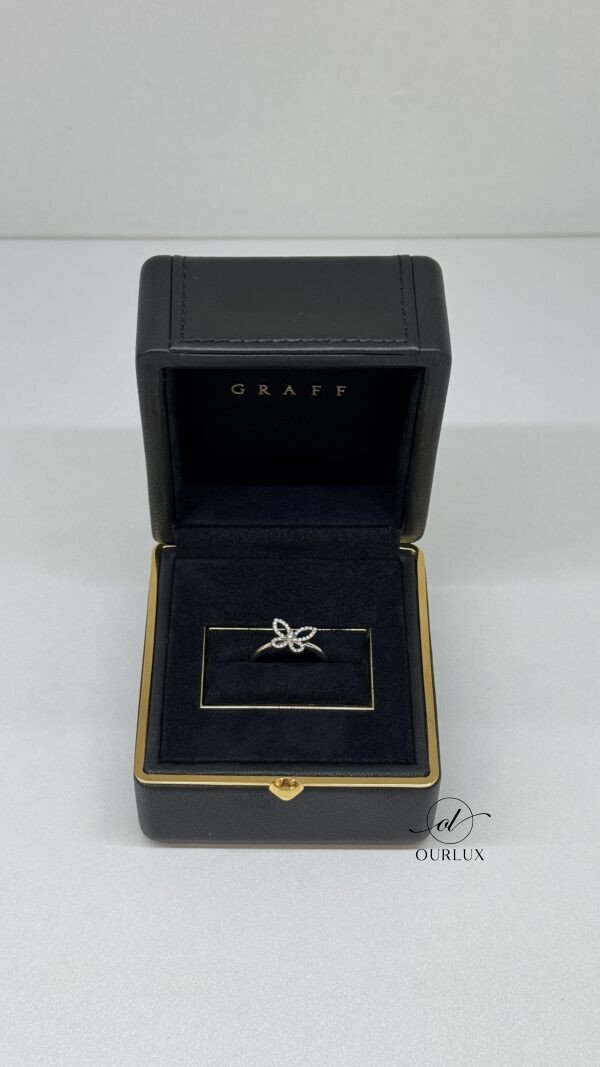 Pre-Owned/ Preloved/ Second Hand Graff Graff Mini Butterfly Silhouette Diamond Ring, Ring in White Gold Color, 52 Size, Front View