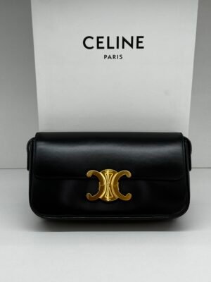 Pre-Owned/ Preloved/ Second Hand Celine Claude Triomphe Shoulder Bag, Bag in Black Color, small Size, Front View