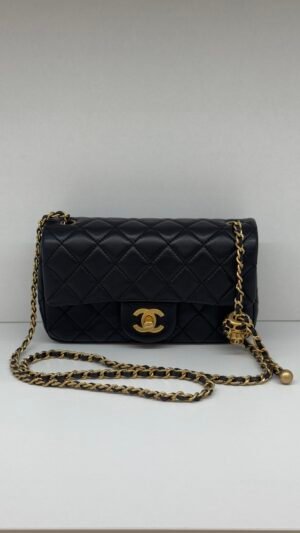 Pre-Owned/ Preloved/ Second Hand Chanel Pearl Crush Mini Rectangle, Bag in Black, Gold Hardware Color, Mini Size, Front View