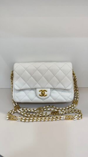 Pre-Owned/ Preloved/ Second Hand Chanel 23C Caviar CC Flap Bag, Bag in White, Gold Hardware Color, 21x12x7 Size, Front View