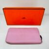 Pre-Owned/ Preloved/ Second Hand Hermes Long Wallet, Bag in Pink, Silver Hardware Color, 20 x 11 x 1.5cm Size, Front View