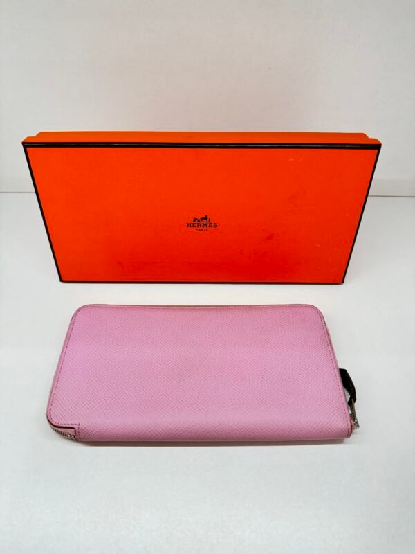 Pre-Owned/ Preloved/ Second Hand Hermes Long Wallet, Bag in Pink, Silver Hardware Color, 20 x 11 x 1.5cm Size, Front View