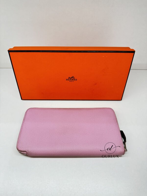 Pre-Owned/ Pre-Loved/ Second-Hand Hermes Long Wallet, Wallet in Pink, Silver Hardware Color, 20 x 11 x 1.5cm Size, Front View