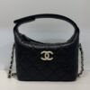 Pre-Owned/ Preloved/ Second Hand Chanel 25A Hobo Vanity Top Handle (Detachable Strap), Bag in Black, Gold Hardware Color, 16 x 11 x 6.5 cm Size, Front View