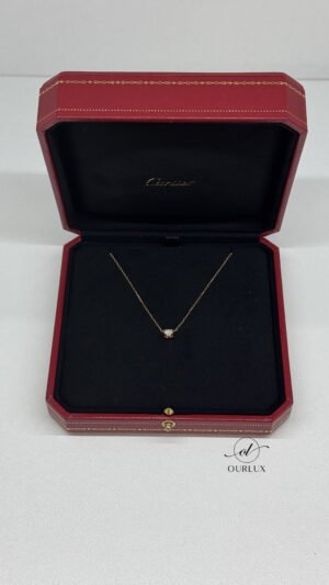 Pre-Owned/ Preloved/ Second Hand Cartier C De Cartier Diamond Necklace (with GIA cert), Necklace in Rose Gold Color, 0.3ct diamond Size, Front View