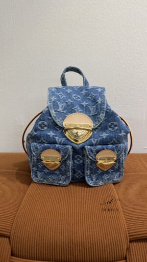 Pre-Owned/ Preloved/ Second Hand Louis Vuitton (LV) Denim Venice Backpack, Bag in Denim Blue Monogram Color, 24 X 26 X 7 cm Size, Front View