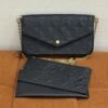 Pre-Owned/ Preloved/ Second Hand Louis Vuitton (LV) Felicie Pochette Wallet On Chain, Bag in Black, Gold Hardware Color, 21 x 12 x 3 cm Size, Front View