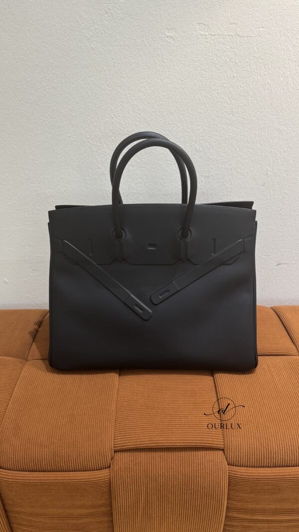 Pre-Owned/ Preloved/ Second Hand Hermes Shadow Birkin 35, Bag in Black, Palladium Hardware Color, 35 Size, Front View