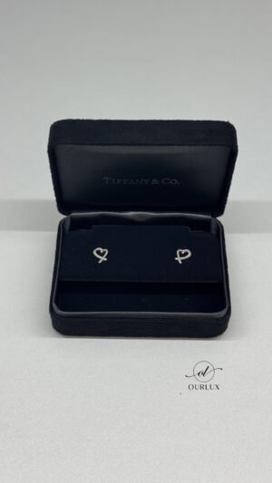 Pre-Owned/ Preloved/ Second Hand Tiffany Diamond Heart Earrings, Earring in White Gold Color,  Size, Front View