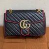 Pre-Owned/ Preloved/ Second Hand Gucci Marmont Large, Bag in Black, Red Trim, Gold Hardware Color, 30 X 18 X 7 cm Size, Front View