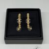 B202501312-Chanel-Beaded-Hoop-CC-Earrings Pre-Owned/ Pre-Loved/ Second-Hand Chanel Beaded Hoop CC Earrings, Earring in Gold Hardware Color, 3cm Diameter Size, Front View
