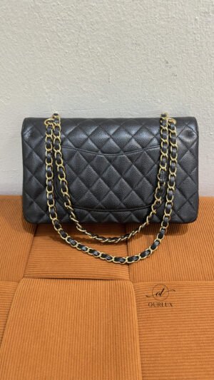 Pre-Owned/ Pre-Loved/ Second-Hand Chanel Medium Classic Flap Cavair, Bag in Black, Gold Hardware Color, Medium Size, Front View