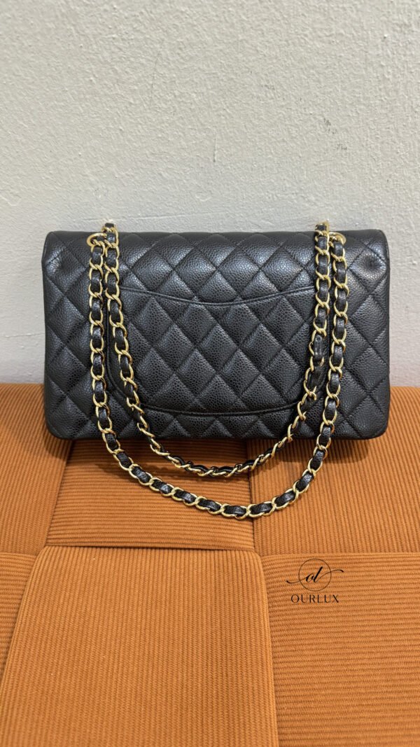Pre-Owned/ Pre-Loved/ Second-Hand Chanel Medium Classic Flap Cavair, Bag in Black, Gold Hardware Color, Medium Size, Front View
