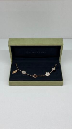 Pre-Owned/ Preloved/ Second Hand Van Cleef & Arpels (VCA) Lucky Spring Lady Bug, Plum Blossom Bracelet, Bracelet in Rose Gold Color, 19cm Size, Front View