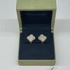 Pre-Owned/ Pre-Loved/ Second-Hand Van Cleef & Arpels (VCA) White Mother Of Pearl Earrings, Earring in White, Yellow Gold Color, Vintage Alhambra Size, Front View