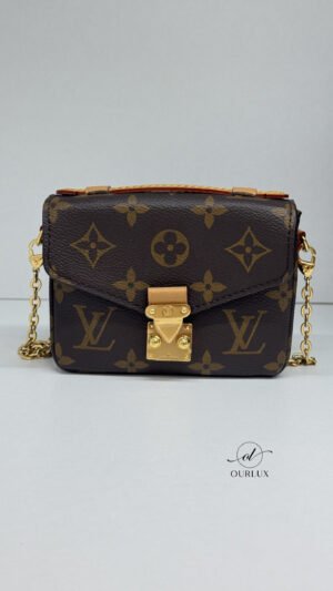 Pre-Owned/ Pre-Loved/ Second-Hand Louis Vuitton (LV) Monogram Micro Metis Shoulder Bag, Bag in Brown, Gold Hardware Color,  Size, Front View