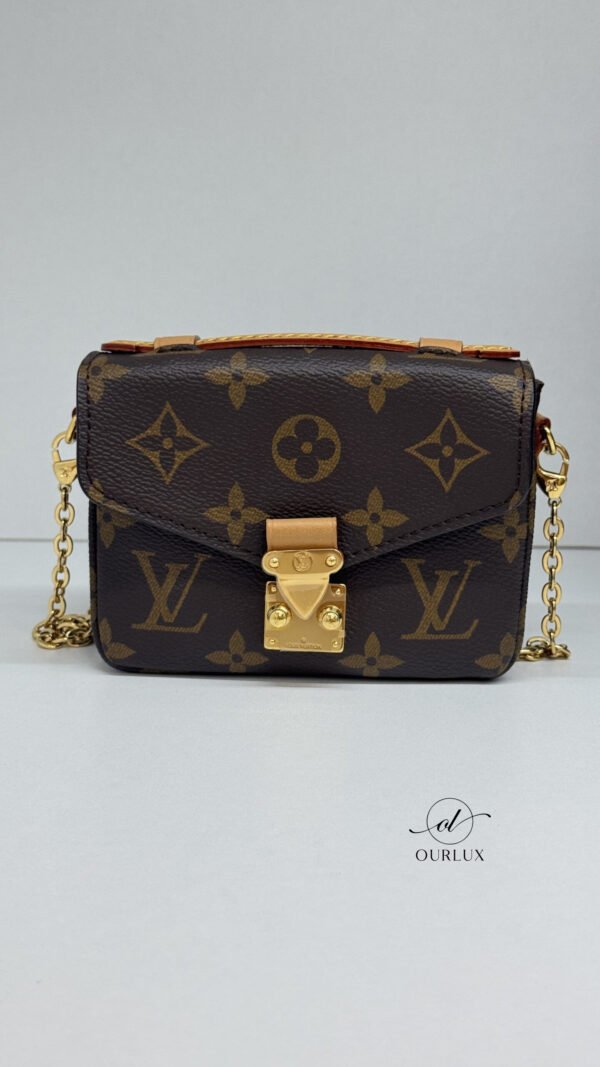 Pre-Owned/ Pre-Loved/ Second-Hand Louis Vuitton (LV) Monogram Micro Metis Shoulder Bag, Bag in Brown, Gold Hardware Color,  Size, Front View