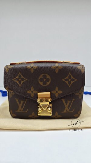Pre-Owned/ Pre-Loved/ Second-Hand Louis Vuitton (LV) Monogram Micro Metis Shoulder Bag, Bag in Brown, Gold Hardware Color,  Size, Front View
