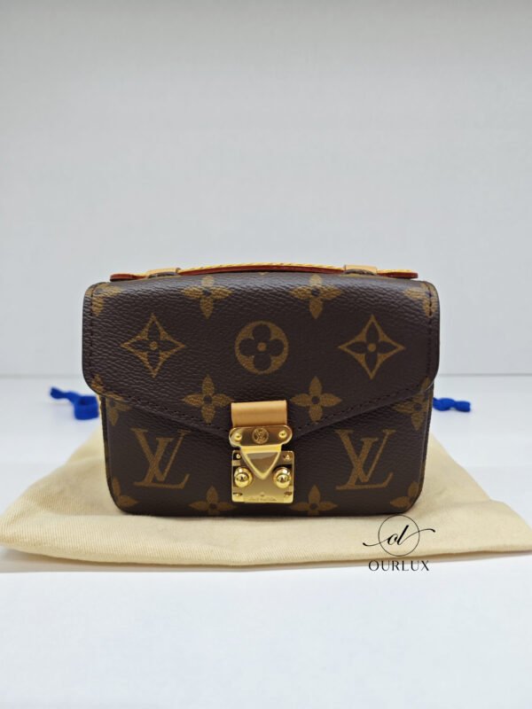 Pre-Owned/ Pre-Loved/ Second-Hand Louis Vuitton (LV) Monogram Micro Metis Shoulder Bag, Bag in Brown, Gold Hardware Color,  Size, Front View
