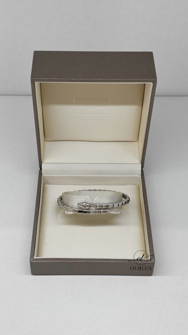 Pre-Owned/ Preloved/ Second Hand Bulgari (Bvlgari) Serpenti Bracelet, Bracelet in White Gold Color, Large Size, Front View