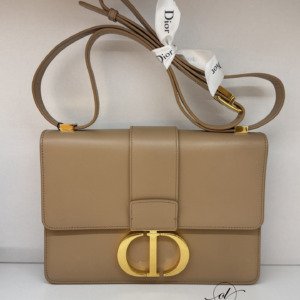 B202513419-Dior-Montaigne-Oblique-30-Calf-Lleather Pre-Owned/ Pre-Loved/ Second-Hand Dior Montaigne Oblique 30 Calf Leather, Bag in Beige Color, W24 H17 D7 CM Size, Front View