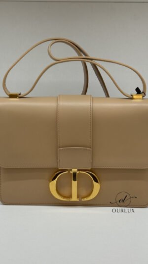 Pre-Owned/ Preloved/ Second Hand Dior Montaigne Oblique 30 Calf Lleather, Bag in Beige Color, W24 H17 D7 CM Size, Front View