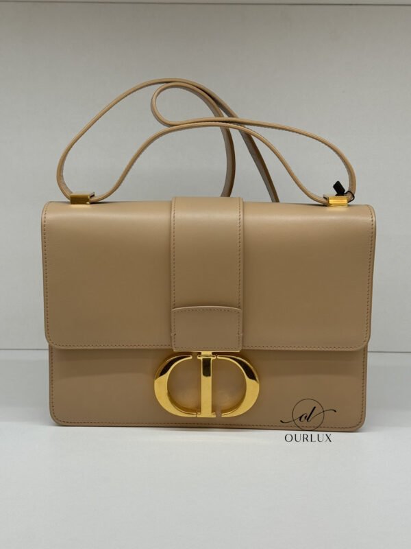 Pre-Owned/ Preloved/ Second Hand Dior Montaigne Oblique 30 Calf Lleather, Bag in Beige Color, W24 H17 D7 CM Size, Front View