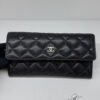 Pre-Owned/ Pre-Loved/ Second-Hand Chanel Classic Long Wallet Caviar, Wallet in Black, Silver Hardware Color,  Size, Front View