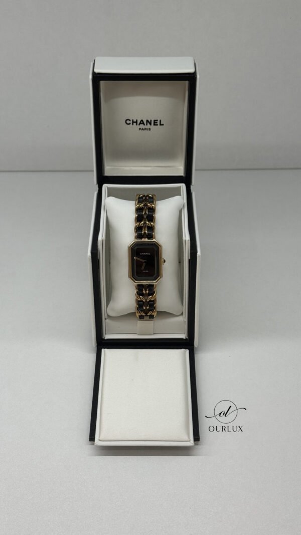 Pre-Owned/ Pre-Loved/ Second-Hand Chanel (Not Vintage) Premiere Watch , Watch in Black, Gold Hardware Color, Small (15cm)  Size, Front View
