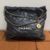 Pre-Owned/ Pre-Loved/ Second-Hand Chanel Chanel 22 Medium, Bag in Black, Gold Hardware, White Logo Color, Medium Size, Front View