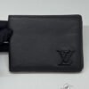 Pre-Owned/ Pre-Loved/ Second-Hand Louis Vuitton (LV) Men Bi-fold Wallet LV Aerogram Black Calf Leather, Wallet in Black Color, 11.5 x 9 x 1.5 cm Size, Front View