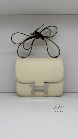 Pre-Owned/ Pre-Loved/ Second-Hand Hermes Constance 18 Epsom, Bag in Nata, Silver Hardware Color,  Size, Front View