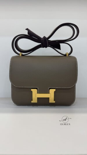 Pre-Owned/ Pre-Loved/ Second-Hand Hermes Constance 18 Epsom (K Stamp), Bag in Etoupe, Gold Hardware Color, 18 Size, Front View