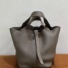 Pre-Owned/ Pre-Loved/ Second-Hand Hermes Picotin 18 Clemence, Bag in Etoupe Color, 18cm Size, Front View