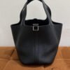 Pre-Owned/ Pre-Loved/ Second-Hand Hermes Picotin 18 Clemence, Bag in Black, Silver Palladium Hardware Color, 18 Size, Front View