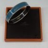 Pre-Owned/ Preloved/ Second Hand Hermes Uni Bracelet, Bracelet in Blue, Palladium (Silver) Hardware Color, 65 (20.4cm circumference) Size, Front View